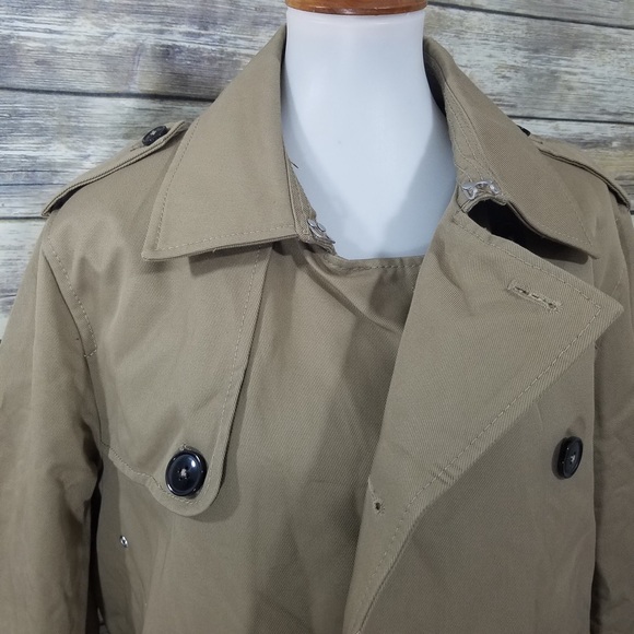 NWT Zara MAN Tan Camel Water Repellent Trench Coat - Picture 8 of 8